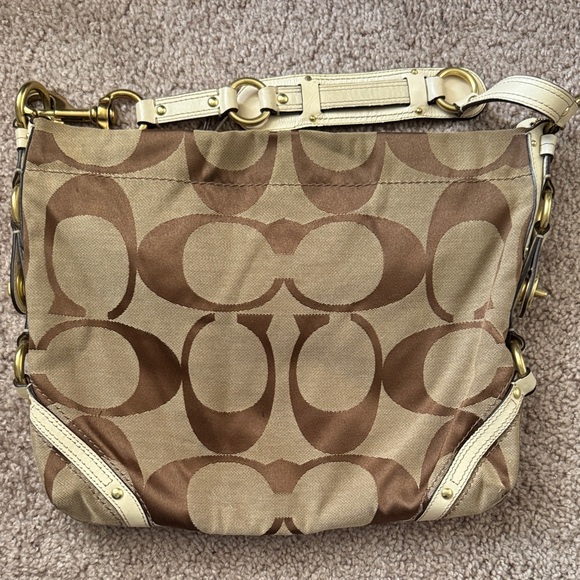 Coach Tan and Cream Signature Shoulder Bag - Picture 1 of 7
